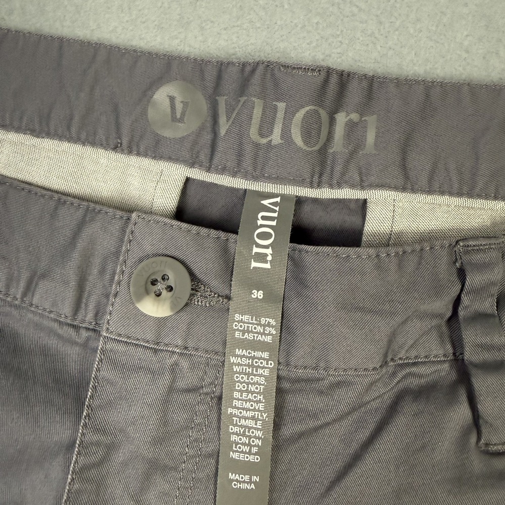 Vuori Collins Chino Pants Mens 36 Gray Stretch Cotton Casual Performance